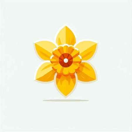 Beautiful yellow flower with shadow on white background. Vector illustration.のイラスト素材