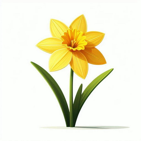 Yellow daffodil isolated on white background. Vector illustration.のイラスト素材