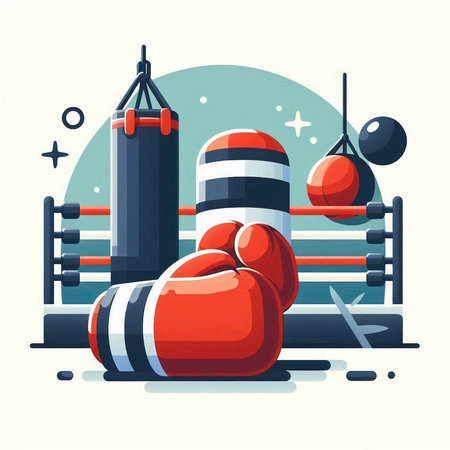 Boxing equipment, vector illustration in flat style. Vector illustration.のイラスト素材