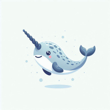Cute narwhal vector illustration. Cute kawaii narwhal isolated on white background.のイラスト素材