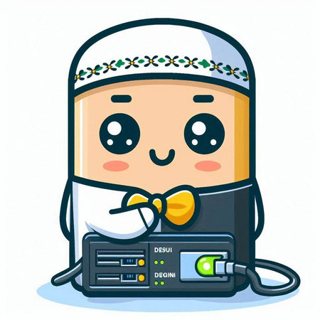 Arabic calligraphy cartoon character vector illustration. Isolated on whiteのイラスト素材