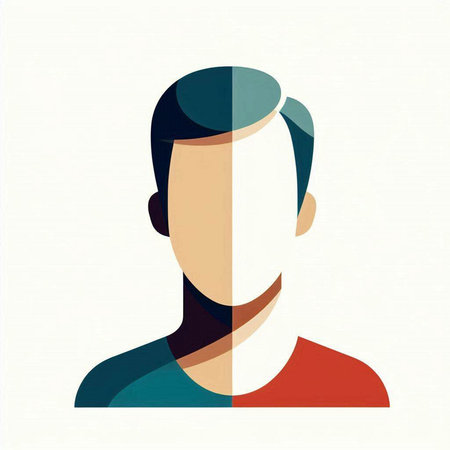 Colorful portrait of a young man in profile. Vector illustration.のイラスト素材