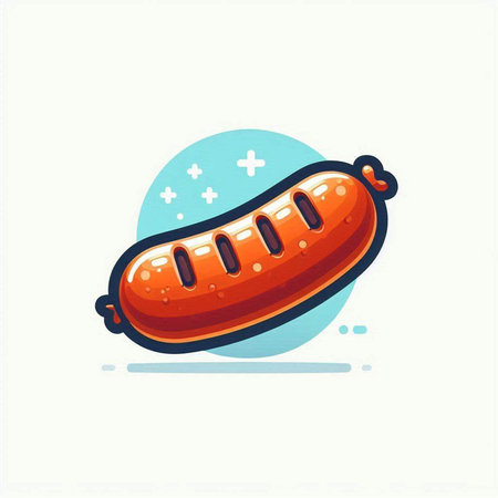 Sausage icon. Grilled sausage vector illustration. Fast food symbol.のイラスト素材