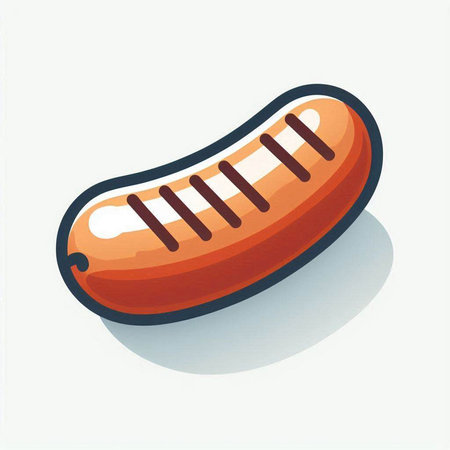 Sausage icon. Vector illustration of a sausage with shadow.のイラスト素材