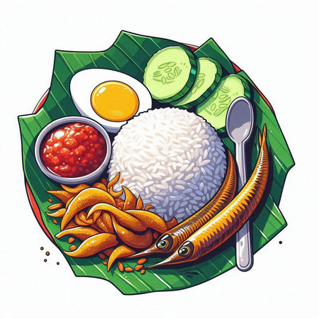 Illustration of Thai food on a white background. Vector illustration.のイラスト素材