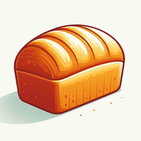 Illustration of a loaf of bread in a cartoon style on a white backgroundのイラスト素材