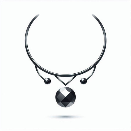 Necklace with black and white gemstones. Vector illustration.のイラスト素材
