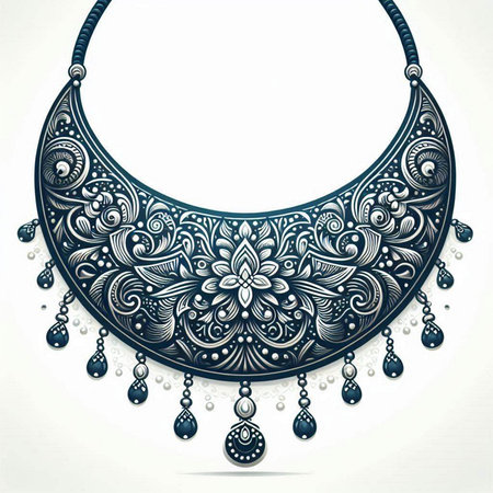 Necklace with ornaments and beads. Vector illustration.のイラスト素材