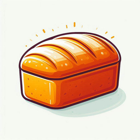 Illustration of a loaf of bread isolated on a white background.のイラスト素材
