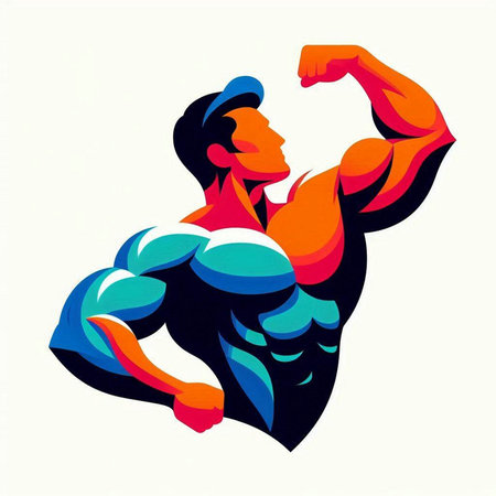Bodybuilder. Vector illustration. Isolated on a white background.のイラスト素材