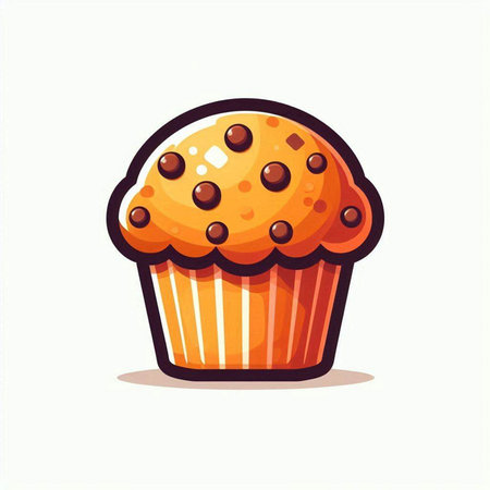 Cupcake with chocolate. Vector illustration in flat cartoon style.のイラスト素材