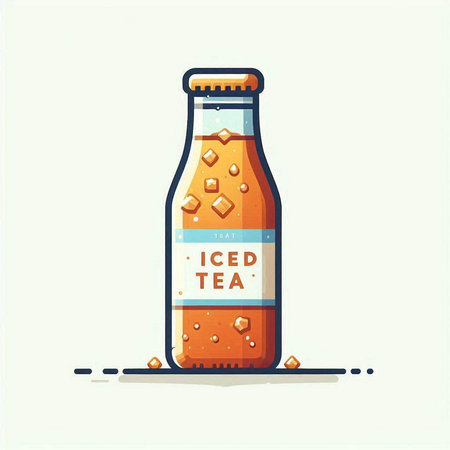Bottle of cola with ice cubes. Vector illustration in flat style.のイラスト素材