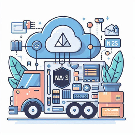 Cloud storage technology, online data transfer and storage, vector illustration.のイラスト素材