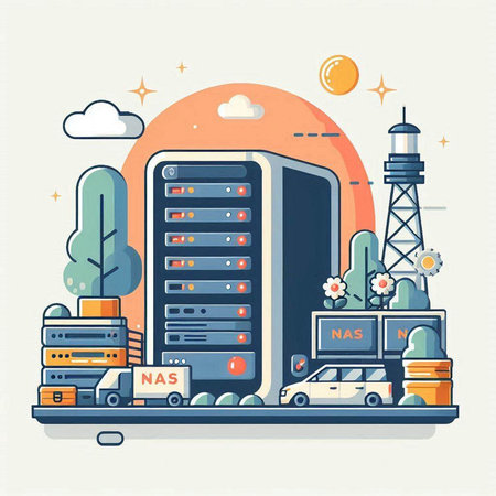 Modern flat design concept of data center and cloud computing. Vector illustrationのイラスト素材