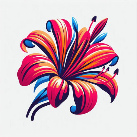 Colorful lily flower vector illustration. Floral design element.のイラスト素材