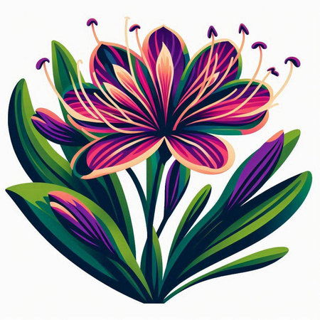 Illustration of a bouquet of lilies on a white backgroundのイラスト素材
