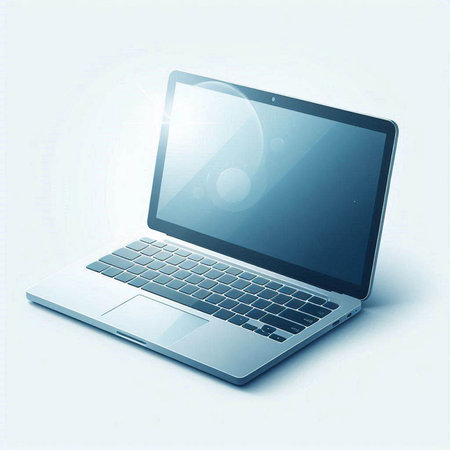 Laptop with blank screen on white background, 3D illustration.のイラスト素材