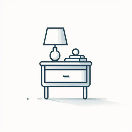 nightstand with table lamp and lampshade, vector illustration.のイラスト素材