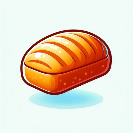 Illustration of a loaf of bread on a light blue background.のイラスト素材