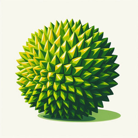 Illustration of a green durian isolated on a white background.のイラスト素材