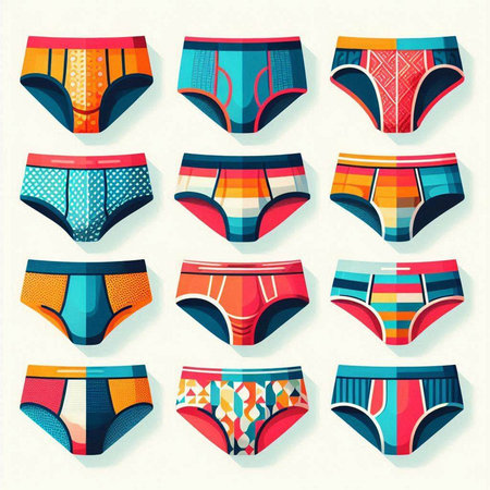 Set of different types of underwear. Vector illustration in flat style.のイラスト素材