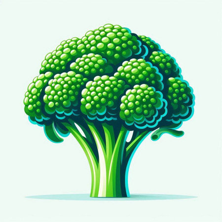 Illustration of green broccoli on a light background. Vector illustration.のイラスト素材