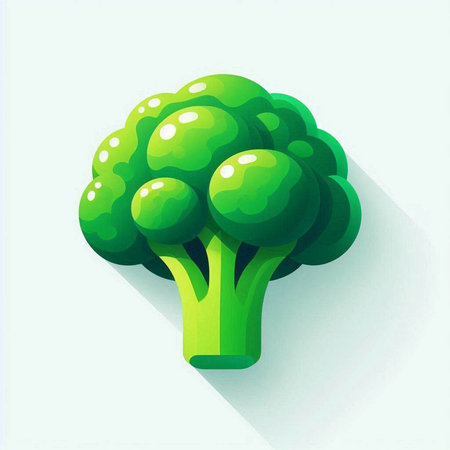 Broccoli icon, vector illustration. Flat design style with long shadowのイラスト素材