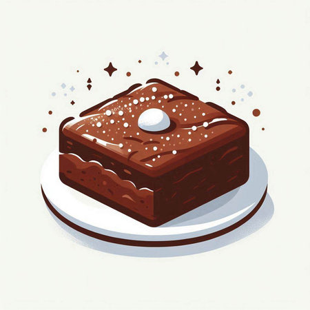 Chocolate cake on a white plate. Vector illustration. Eps 10のイラスト素材