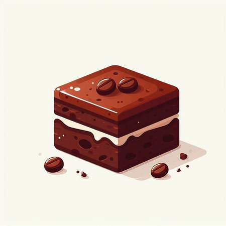 Coffee cake with chocolate and coffee beans. Vector illustration.のイラスト素材