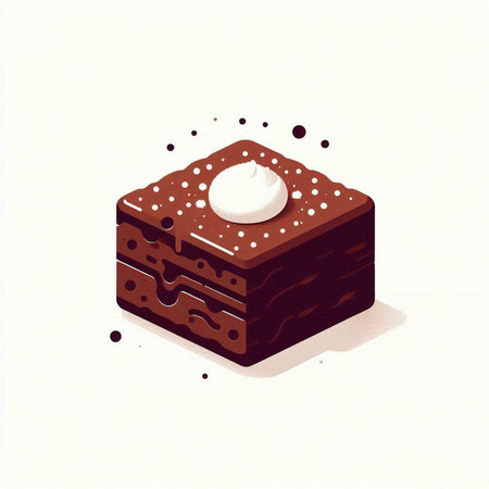 Chocolate cake with cream on a white background. Vector illustration.のイラスト素材