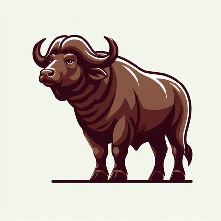 Vector image of a buffalo on a white background. Vector illustration.のイラスト素材
