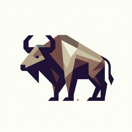Illustration of a low poly buffalo. Geometric vector illustration.のイラスト素材