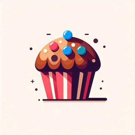 Cupcake vector icon. Sweet dessert illustration. Cup cake icon.のイラスト素材