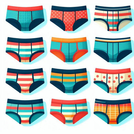 Underwear vector set. Underclothes, panties and trunksのイラスト素材