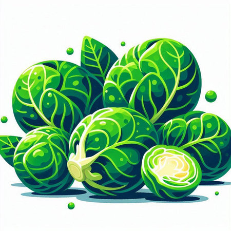 Brussels sprouts isolated on white background. Vector illustration.のイラスト素材