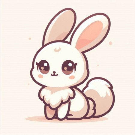 Cute cartoon bunny. Vector illustration. Cute animal character.のイラスト素材