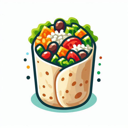 Mexican burrito vector illustration. Traditional mexican cuisine.のイラスト素材