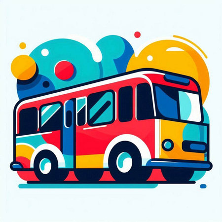 Colorful bus with abstract background. Vector illustration. Eps 10.のイラスト素材