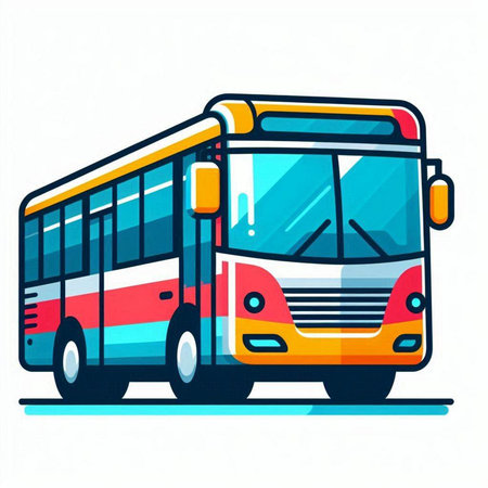 Bus isolated on a white background. Vector illustration in flat style.のイラスト素材