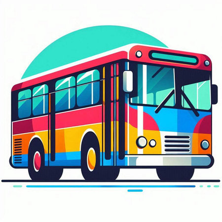 Illustration of a colorful bus on a white background. Vector illustrationのイラスト素材