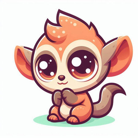 Cute little baby monkey isolated on white background. Vector illustration.のイラスト素材