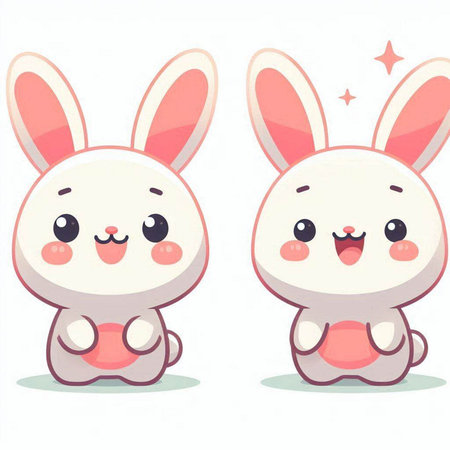 Cute cartoon bunny on white background. Vector illustration for your designのイラスト素材