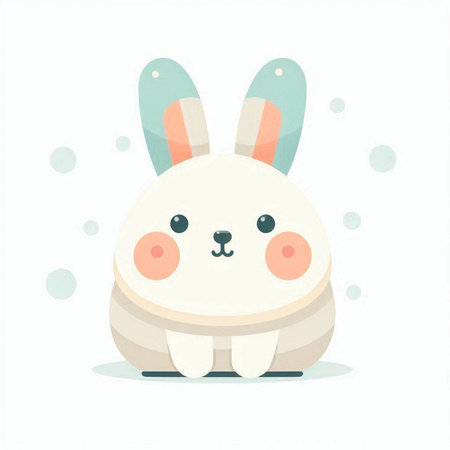 Cute cartoon rabbit character. Vector illustration in a flat style.のイラスト素材