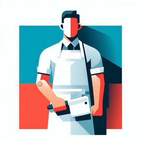 Delivery man with a parcel in his hand. Delivery concept. Vector illustration.のイラスト素材