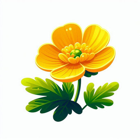Flower of buttercup isolated on white background. Vector illustration.のイラスト素材