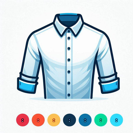 Shirt icon. Vector illustration of a white shirt with blue collar.のイラスト素材