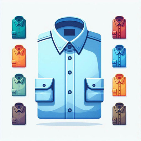 Men's shirt with pockets. Vector illustration in a flat style.のイラスト素材
