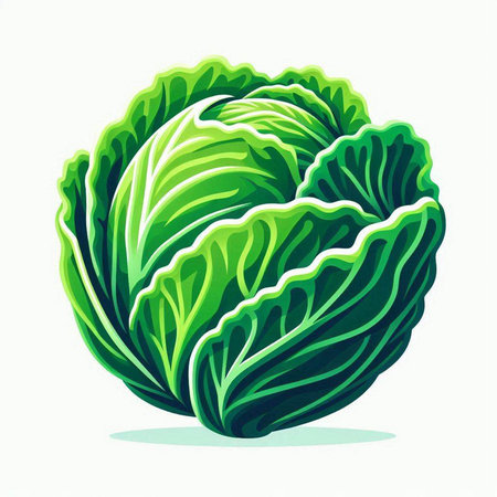 Cabbage isolated on white background. Vector illustration in retro style.のイラスト素材