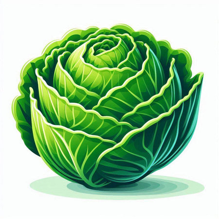 Cabbage isolated on white background. Vector illustration. Eps 10.のイラスト素材
