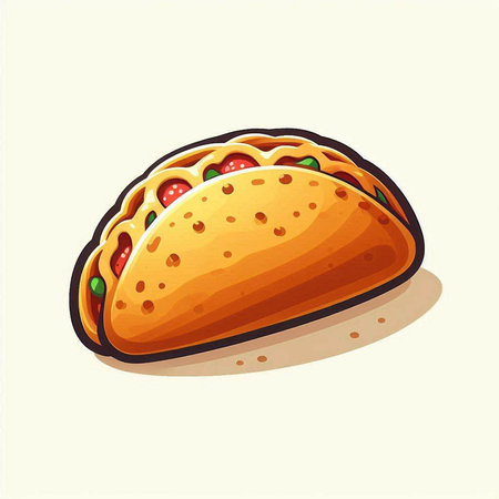 Illustration of a tasty taco on a white background. Vector illustrationのイラスト素材